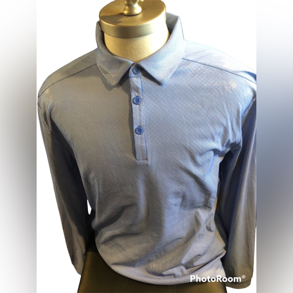 EUC Columbia Long Sleeve 100% Poly Shiny Glitzy Bling Polo Party Shirt Large